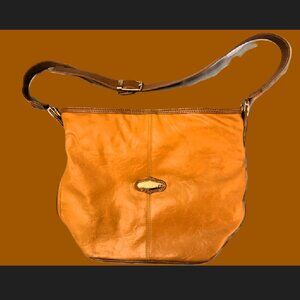 Ladies Vintage 80s Capezio Shoulder Bag Satchel Tan Leather